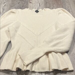 Express Cream Ribbed Knit Sweater Size Large